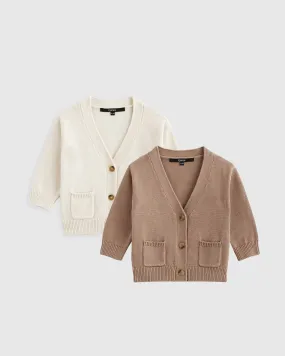 100% Organic Cotton Oversized V-Neck Cardigan 2-Pack