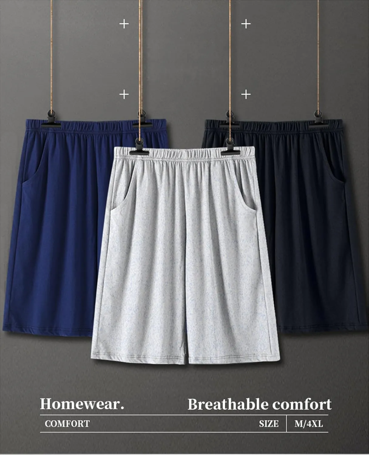 2 Pack Men's Pajama bottoms Lounge Sleep Shorts Soft Comfortable Breathable Pajamas Shorts with Pockets