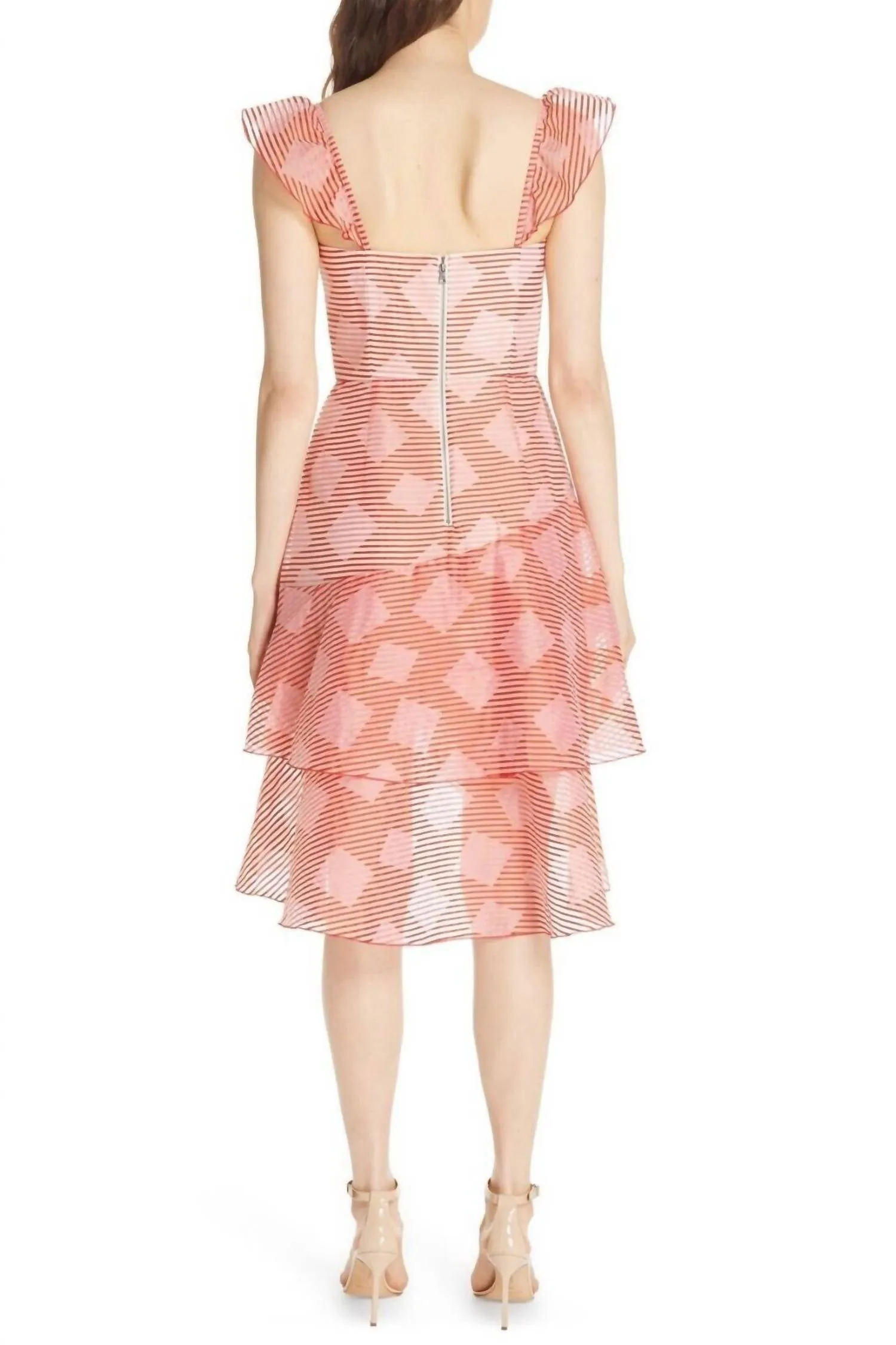 Alice   Olivia - Azura Waterfall Ruffle Midi Dress