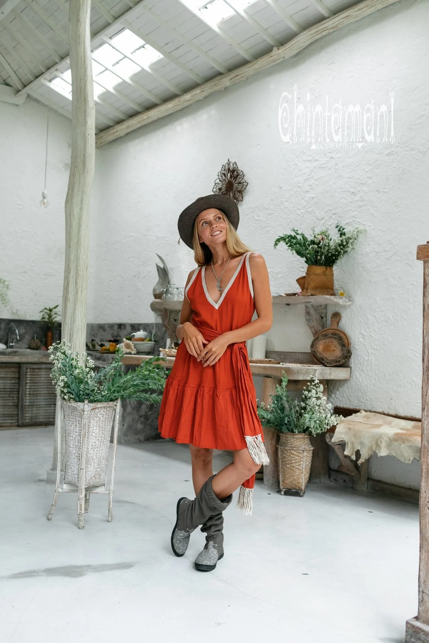 Alma Midi Dress / Red Ochre
