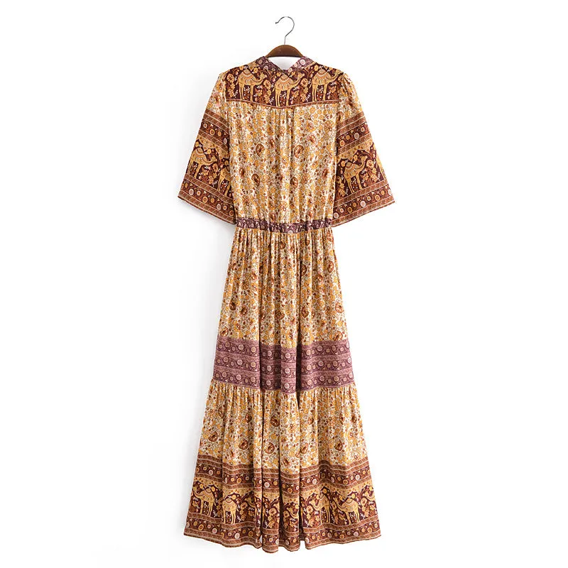 Boho Maxi Dress, Gown, Adrienne Oasis and Desert