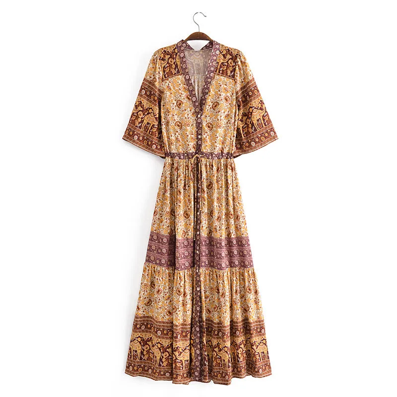 Boho Maxi Dress, Gown, Adrienne Oasis and Desert
