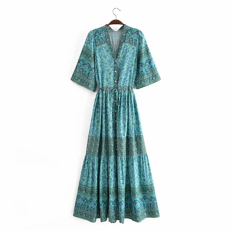 Boho Maxi Dress, Gown, Adrienne Oasis and Desert