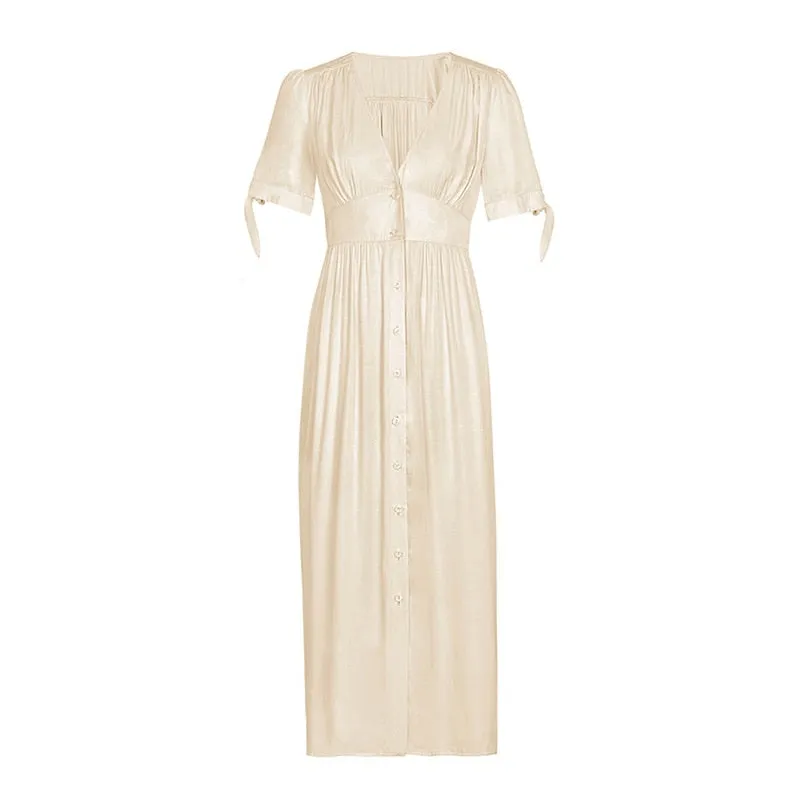 Boho Maxi Dress, Sundress, Talia in White Apricot