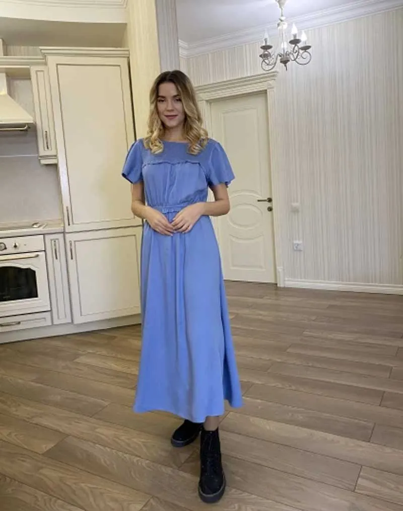 Boho Midi Dress, Ruffle Grace in Green