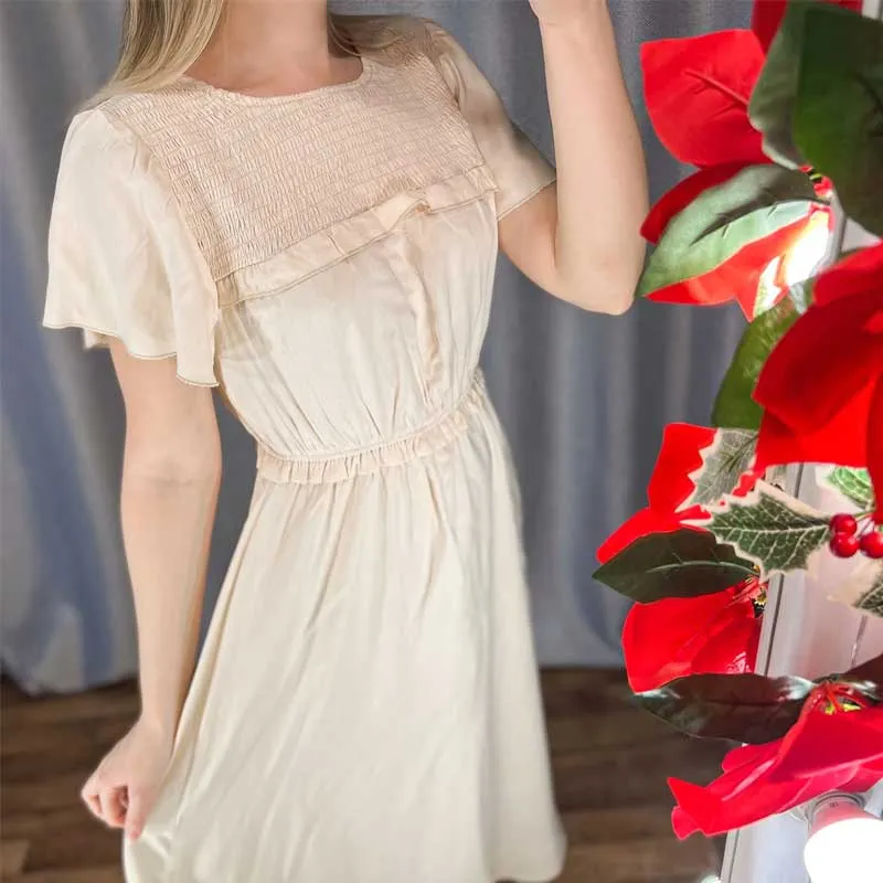 Boho Midi Dress, Ruffle Grace in Green