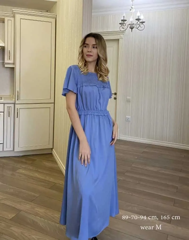 Boho Midi Dress, Ruffle Grace in Green
