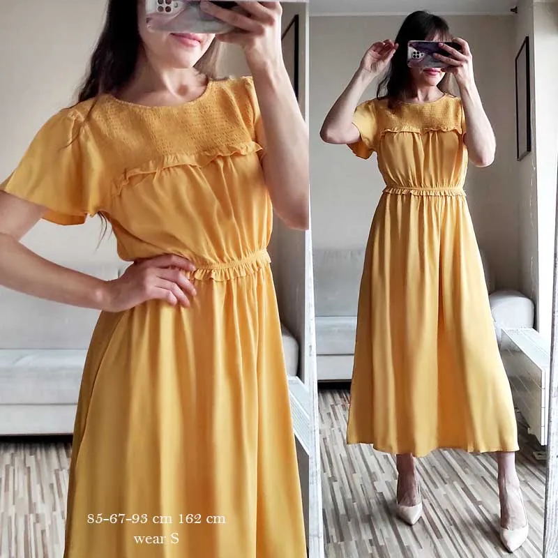 Boho Midi Dress, Ruffle Grace in Green