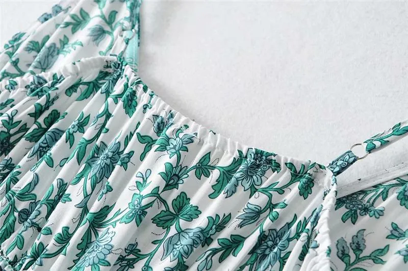 Boho Midi Dress, Strappy Fresh Mint Green