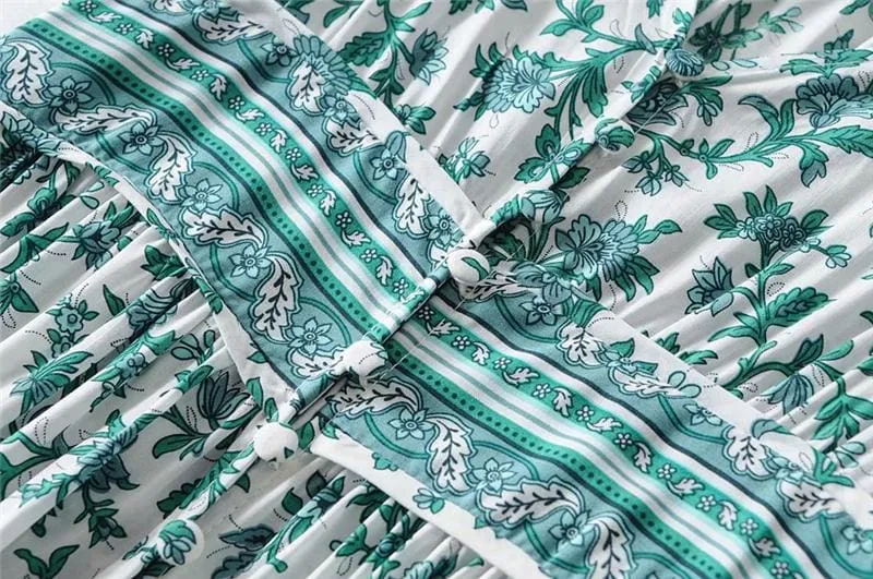 Boho Midi Dress, Strappy Fresh Mint Green