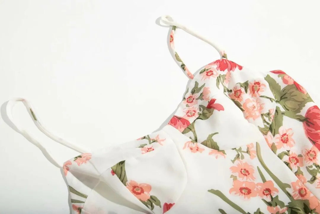 Boho Midi Dress, Strappy Sundress,  Ava Sweet White