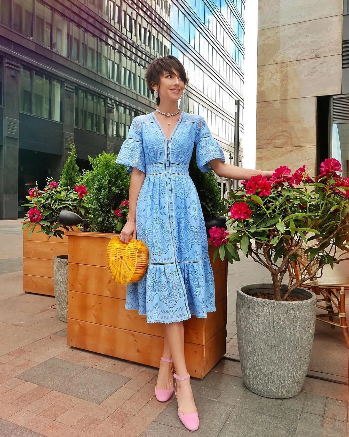 Boho Midi Dress, Sundress, Lace Charlotte  in White