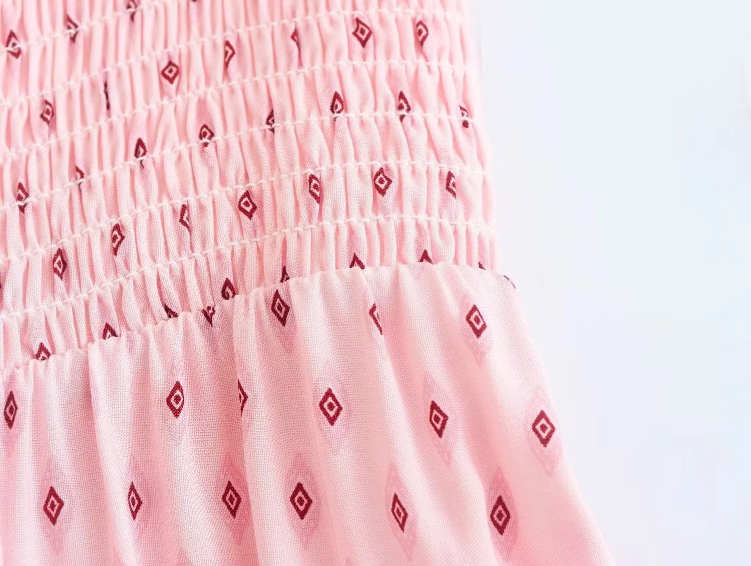 Boho Midi Dress, Sundress, Marakee in Red and Pink