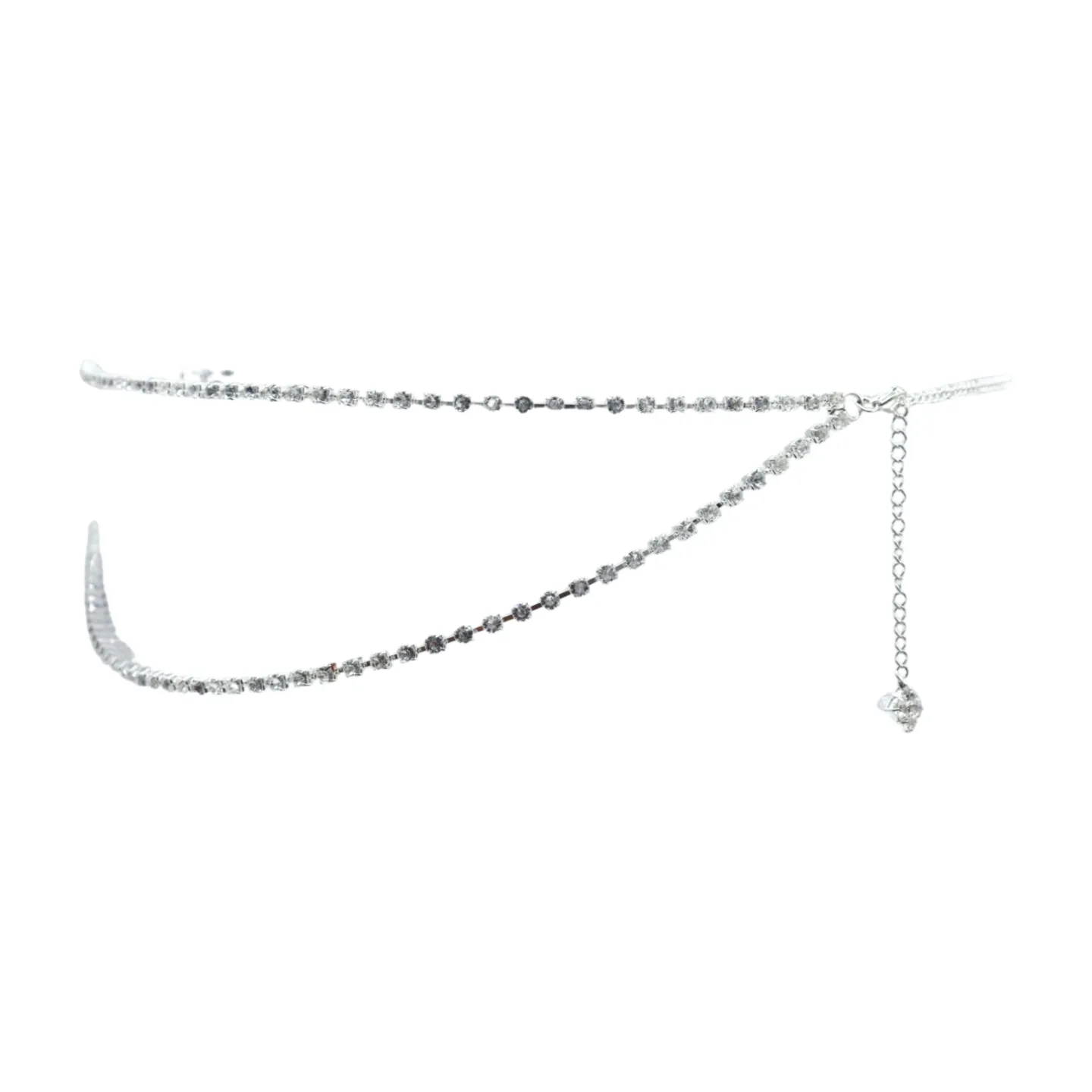 Brand New Women Silver Metal Chain Wave Rhinestones Belt Hip Waist Size XS S M