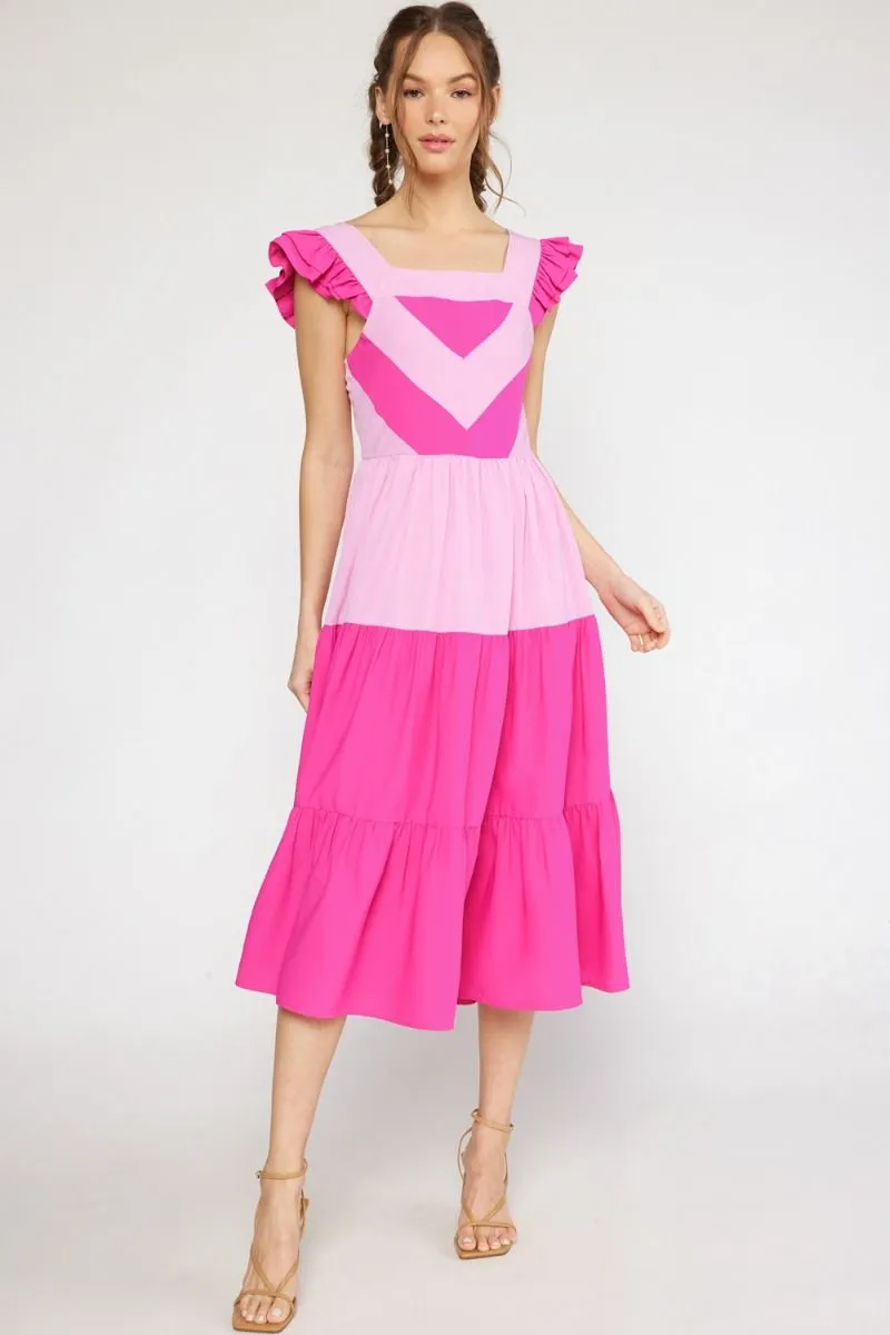 Brighter Days Pink Color Block Dress