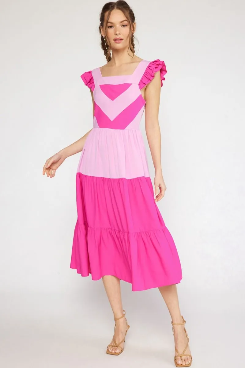 Brighter Days Pink Color Block Dress
