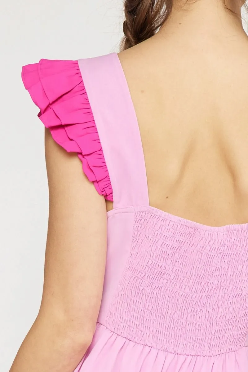 Brighter Days Pink Color Block Dress