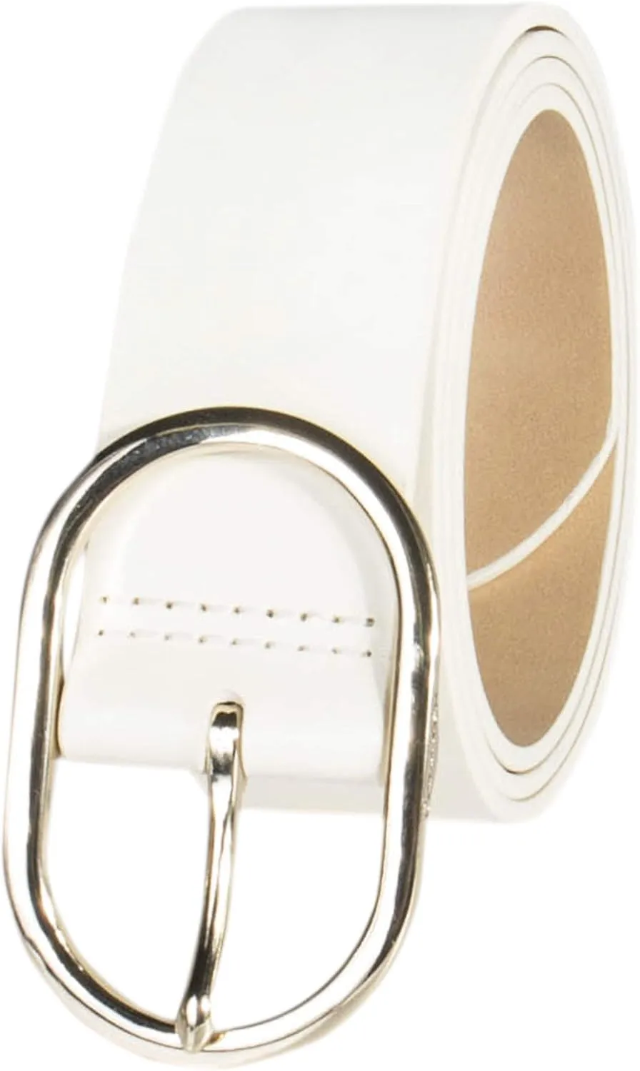 Calvin Klein Women's Oval Center Bar Buckle Leather Fashion Belt for Trousers and Dresses