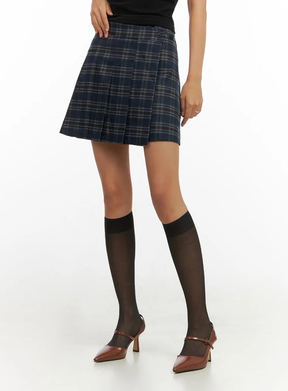 Chic Checkered Wrap Mini Skirt IO409