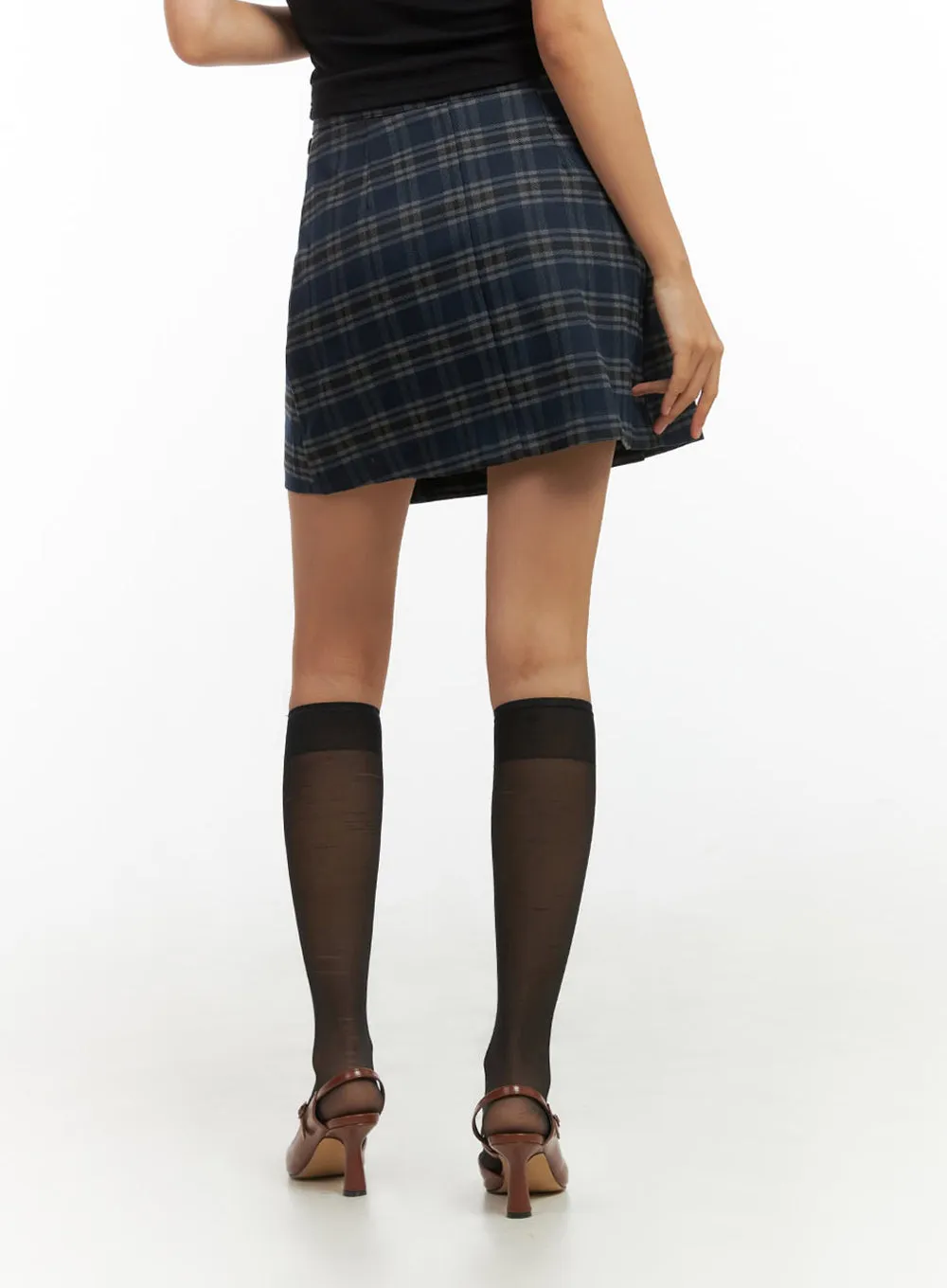 Chic Checkered Wrap Mini Skirt IO409