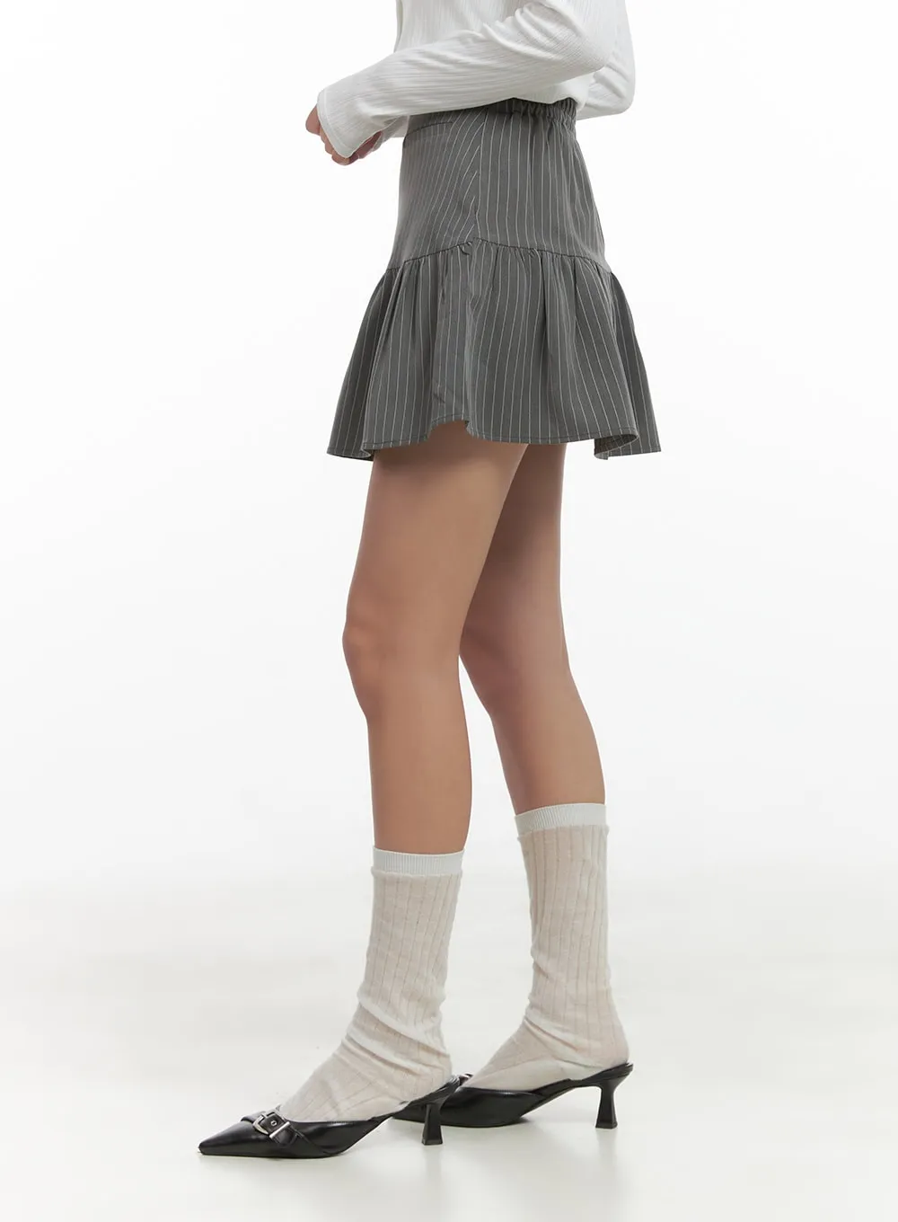 Chic Striped Flared Mini Skirt CO402