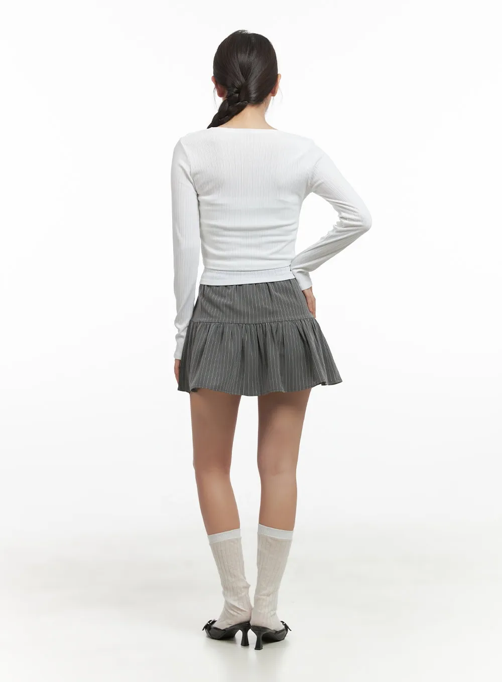 Chic Striped Flared Mini Skirt CO402