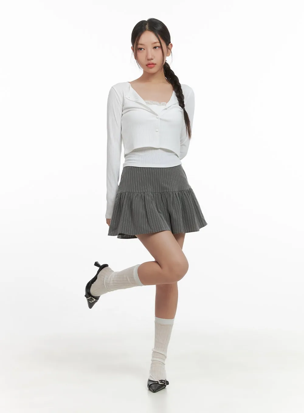 Chic Striped Flared Mini Skirt CO402