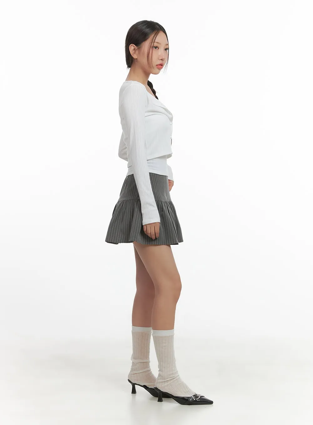 Chic Striped Flared Mini Skirt CO402
