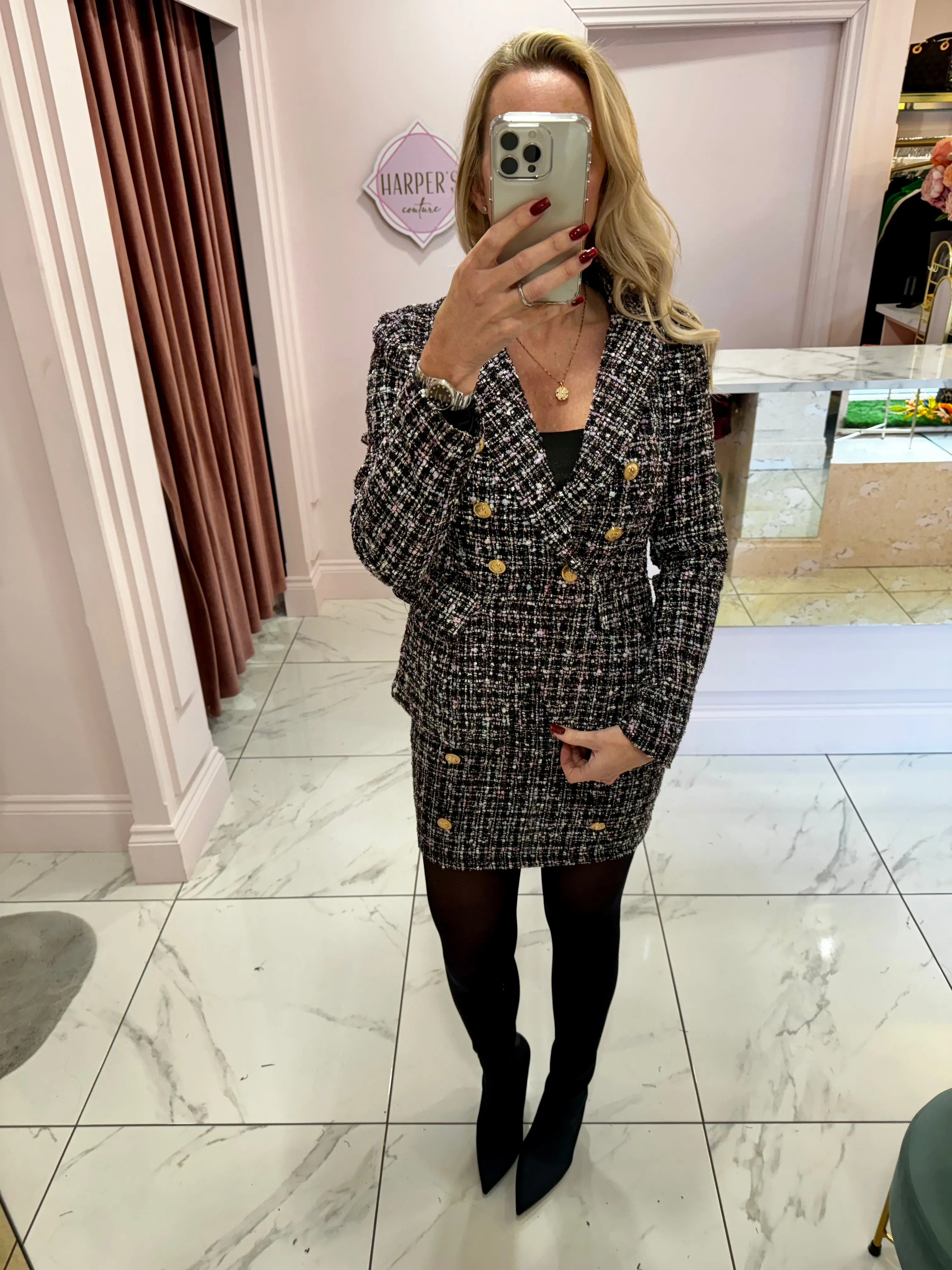 Deb Multicoloured Boucle Tweed Skirt