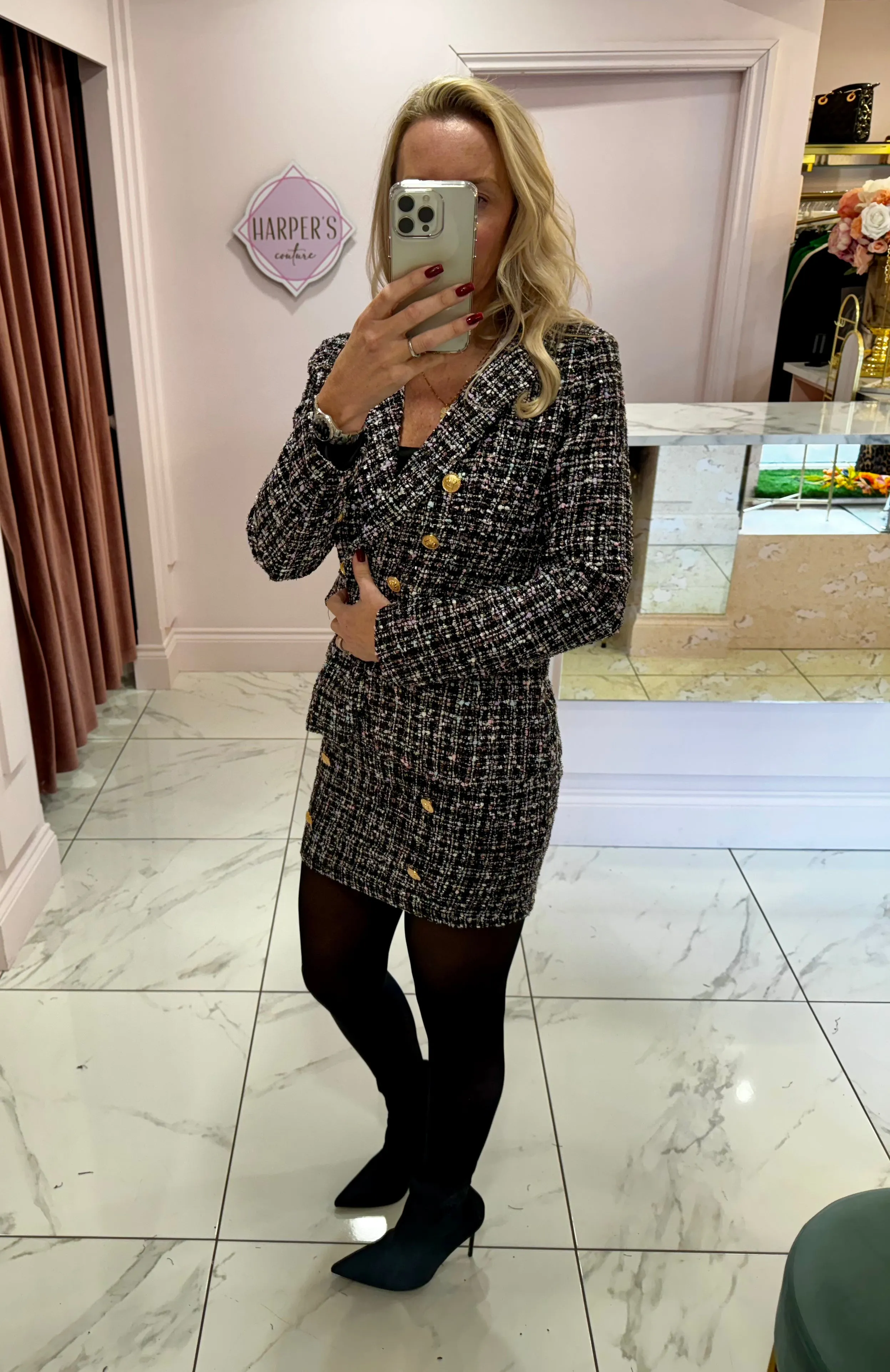 Deb Multicoloured Boucle Tweed Skirt