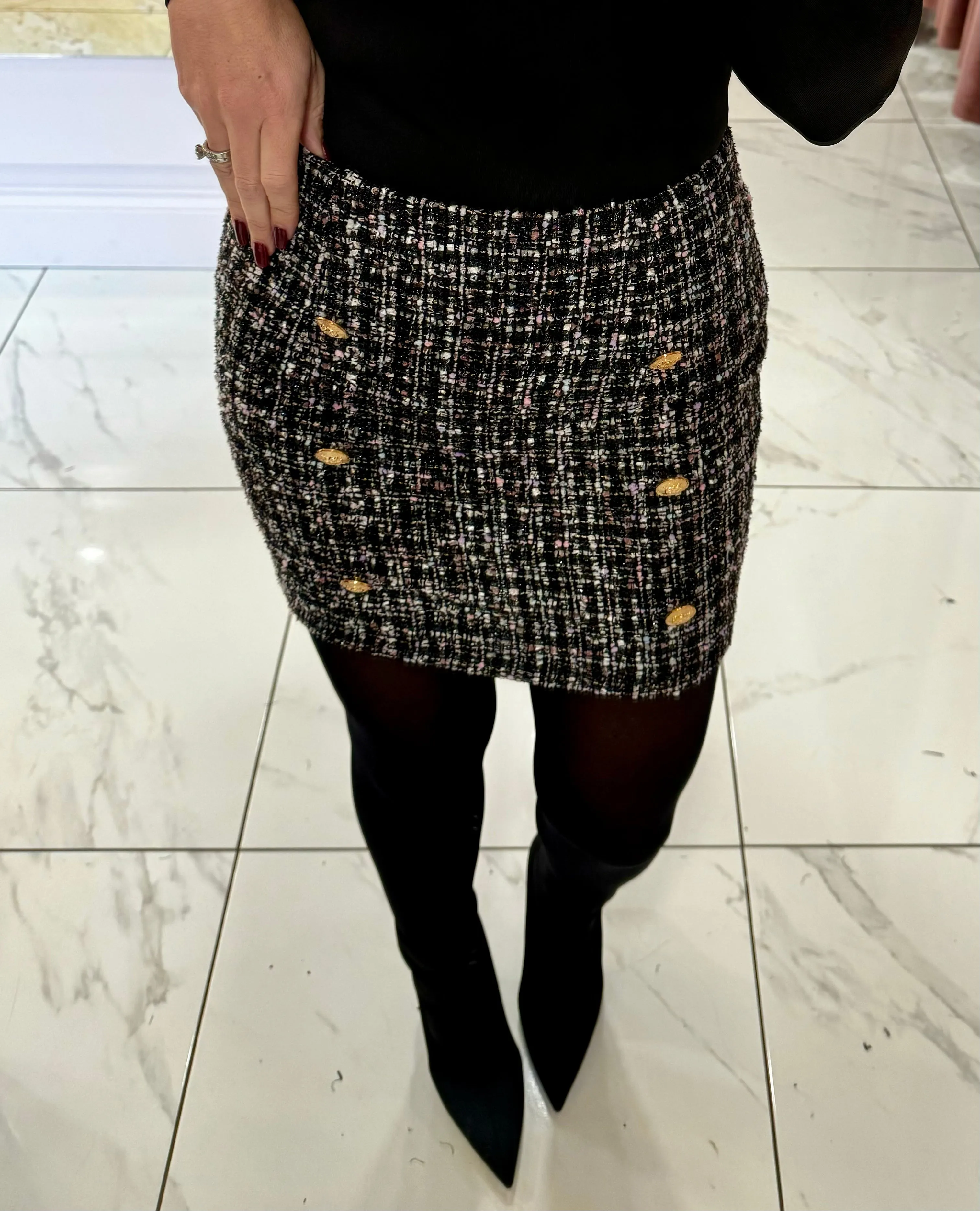 Deb Multicoloured Boucle Tweed Skirt