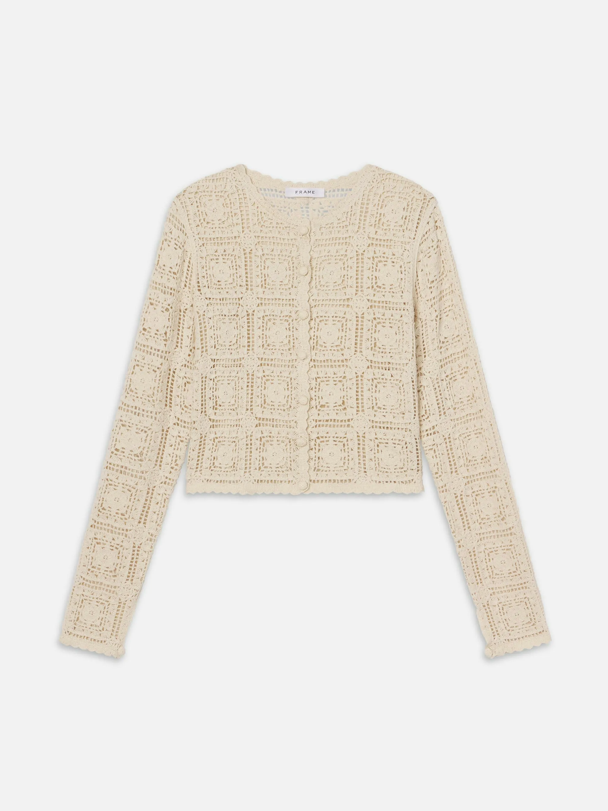 FRAME The Crochet Cardi in Cream