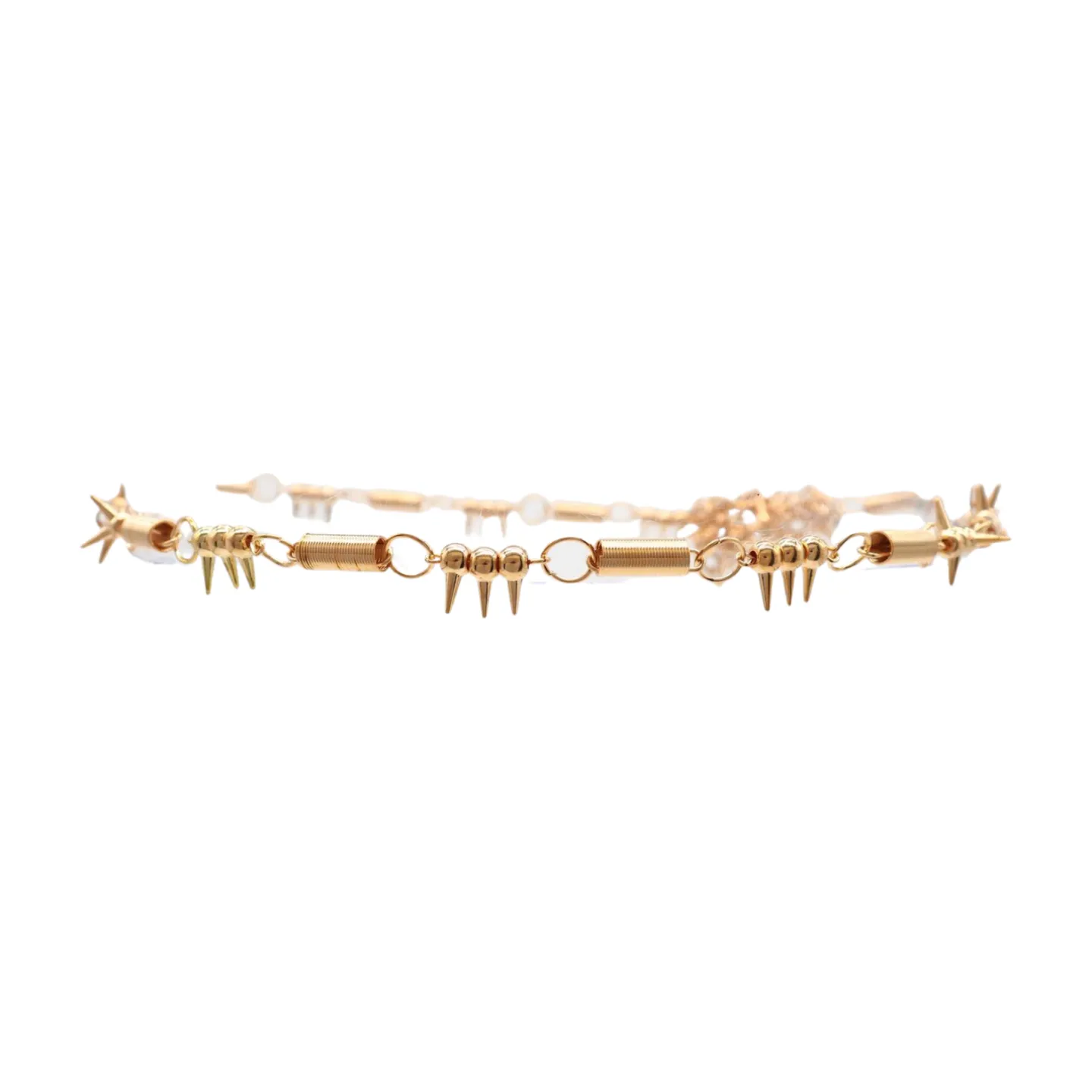 Gold Metal Chain Fashion Belt Spike Horn Charms Fit Size M L XL