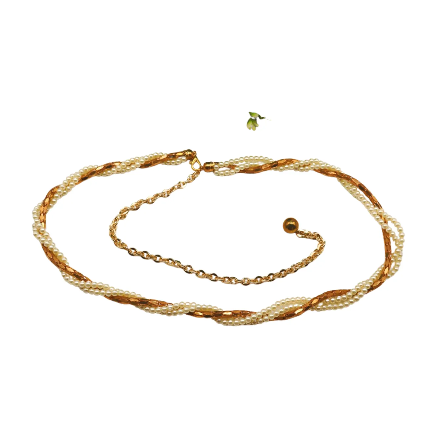 Gold Metal Twisted Braided Beads Belt M L XL