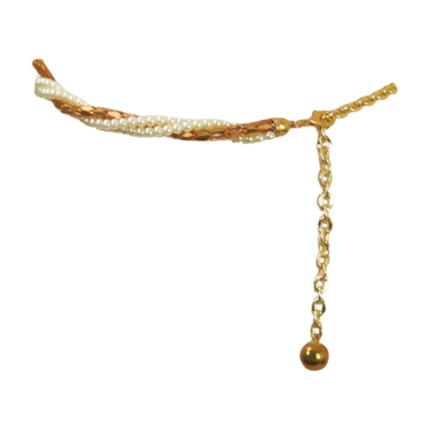Gold Metal Twisted Braided Beads Belt M L XL
