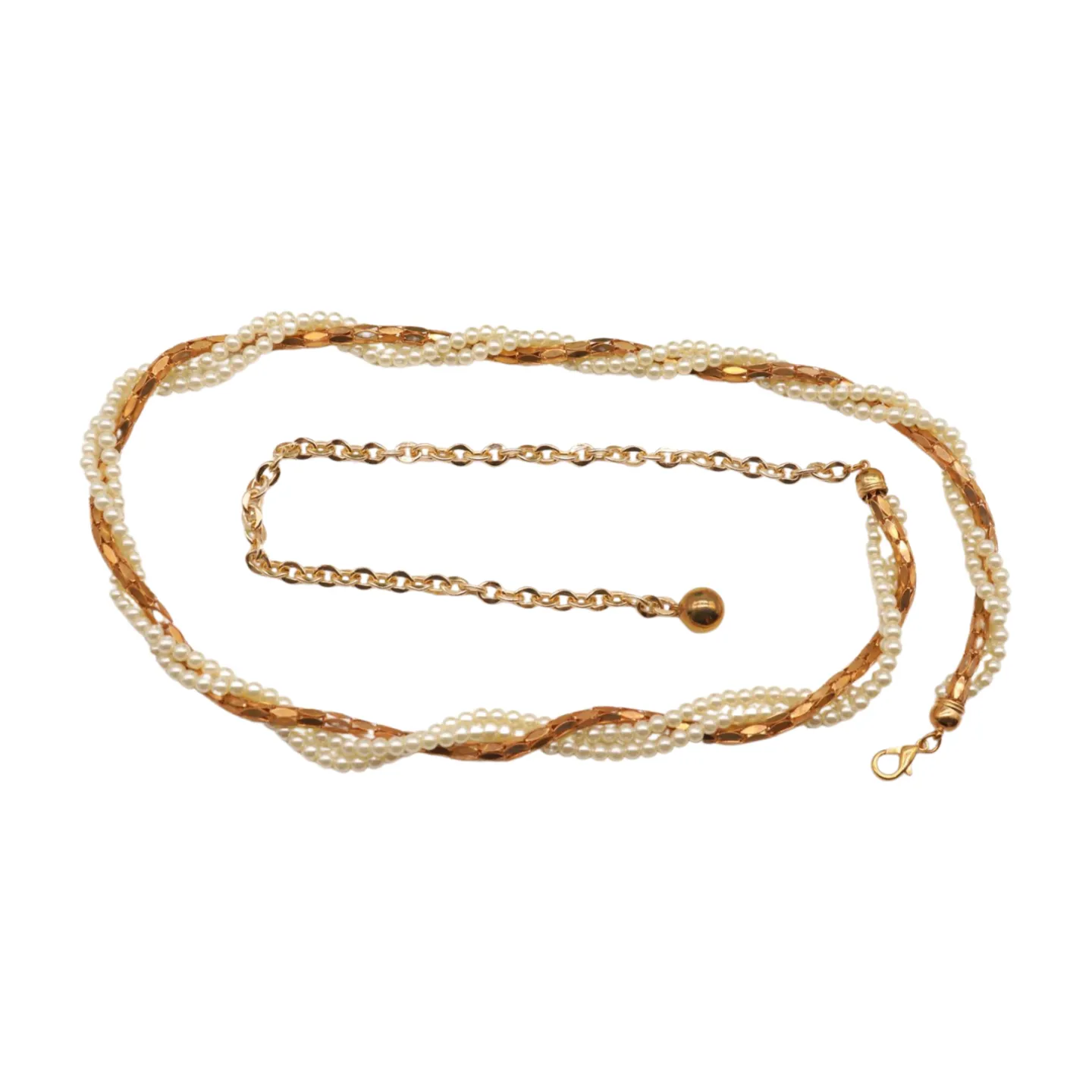 Gold Metal Twisted Braided Beads Belt M L XL