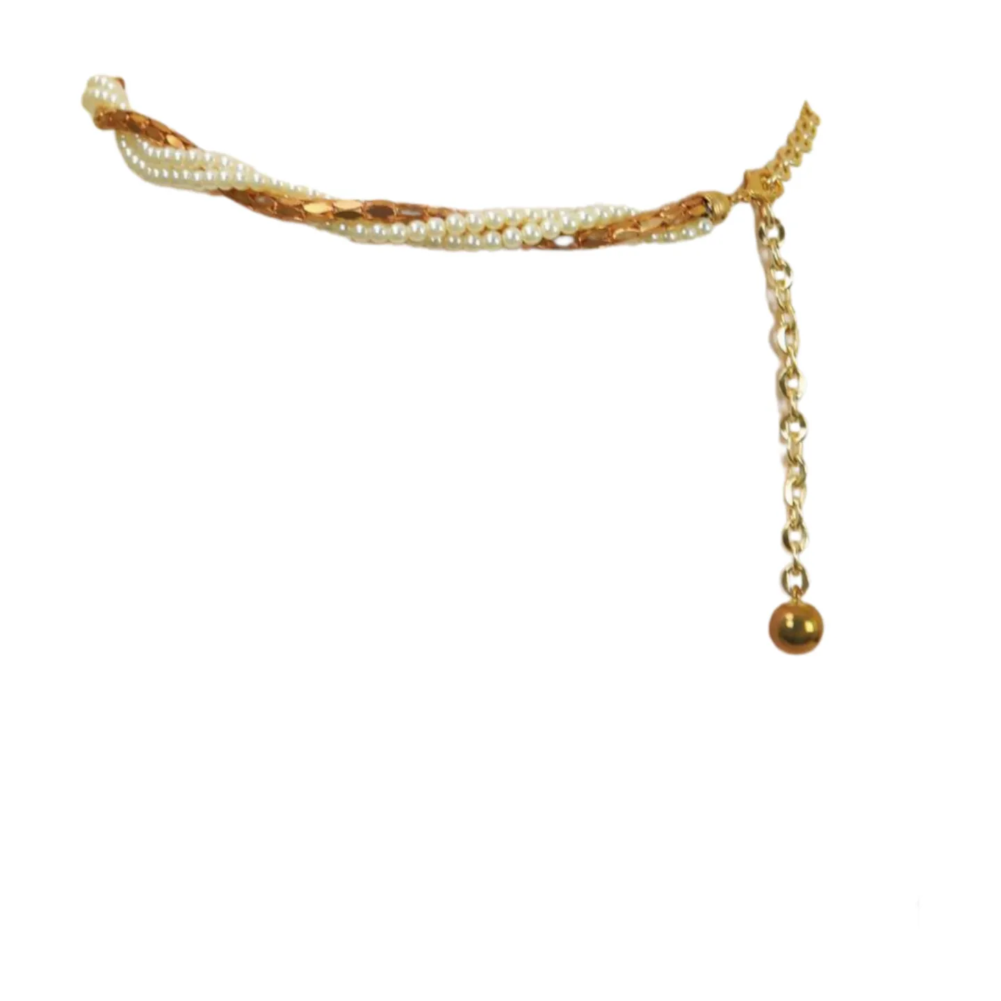 Gold Metal Twisted Braided Beads Belt M L XL