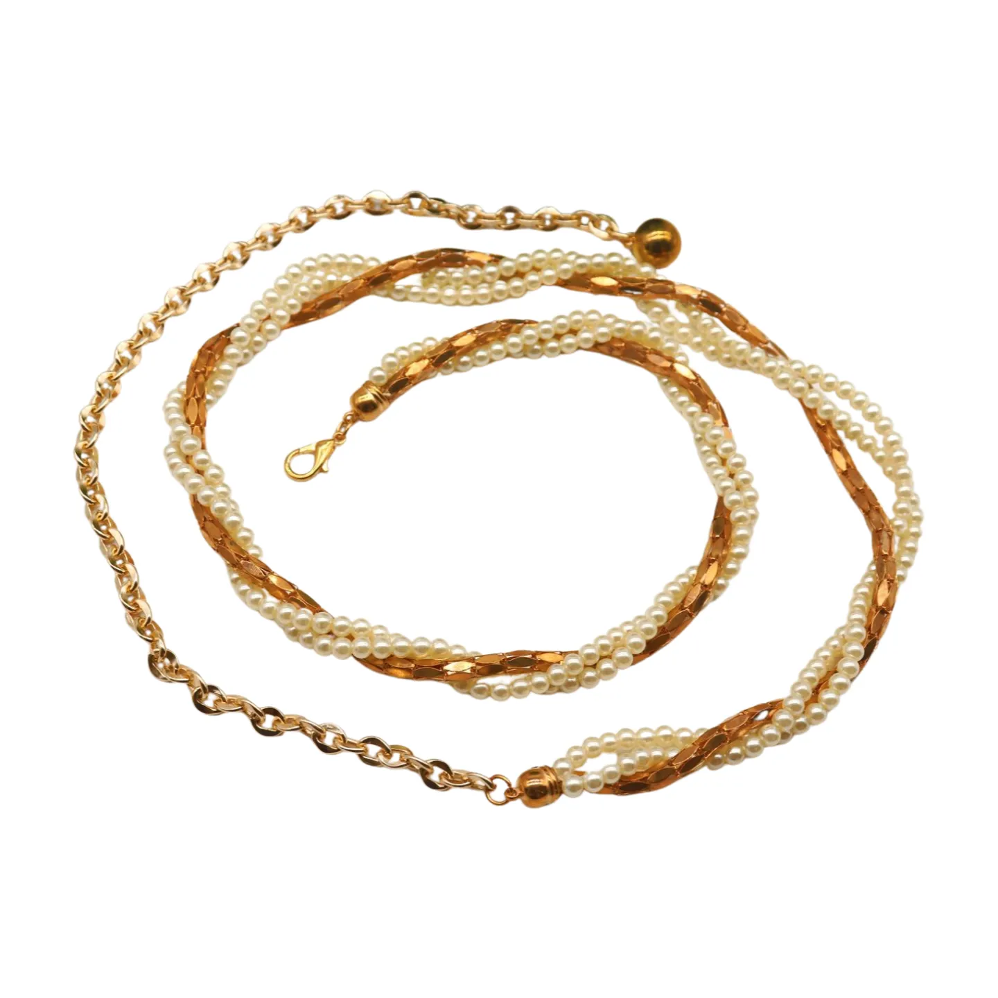 Gold Metal Twisted Braided Beads Belt M L XL
