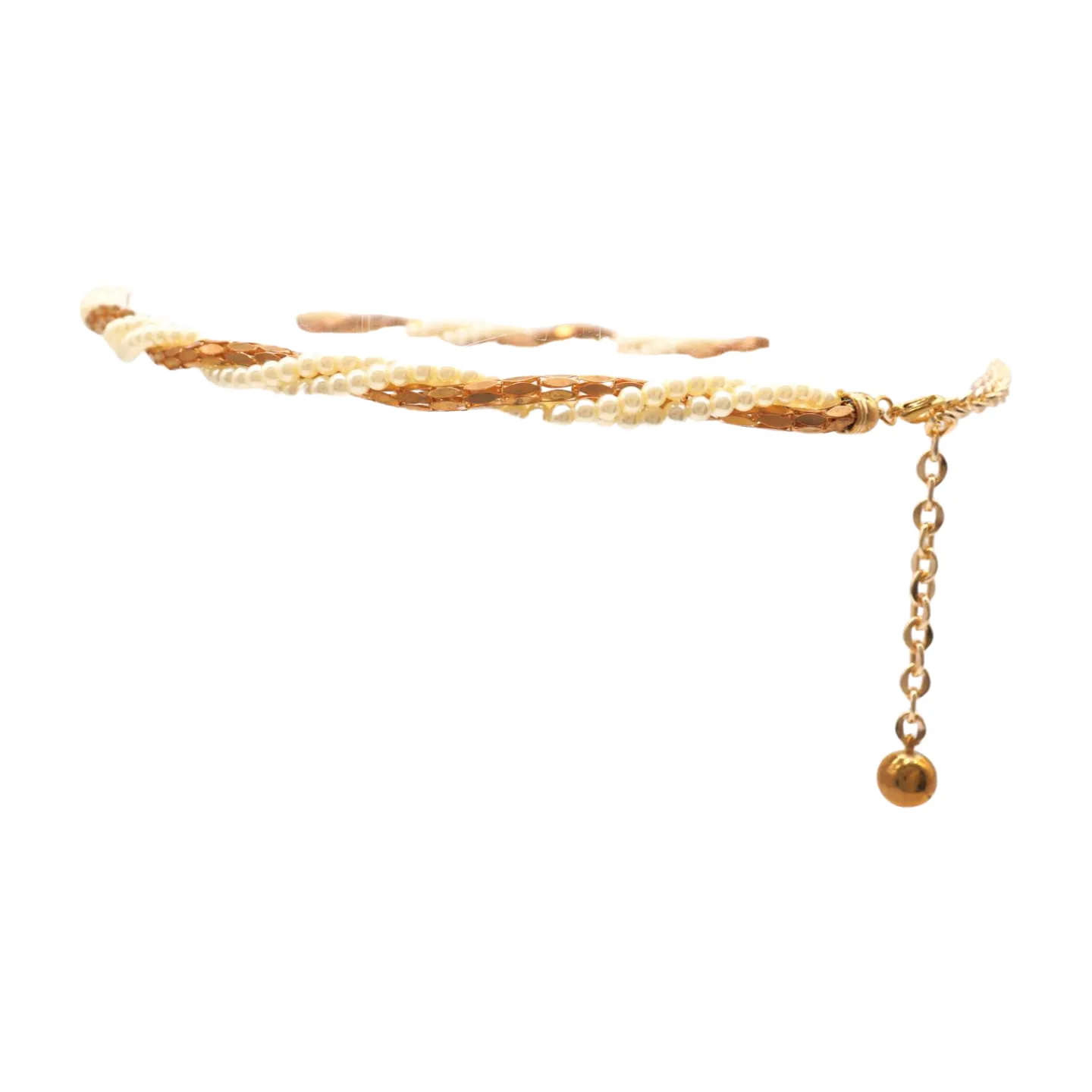 Gold Metal Twisted Braided Beads Belt M L XL