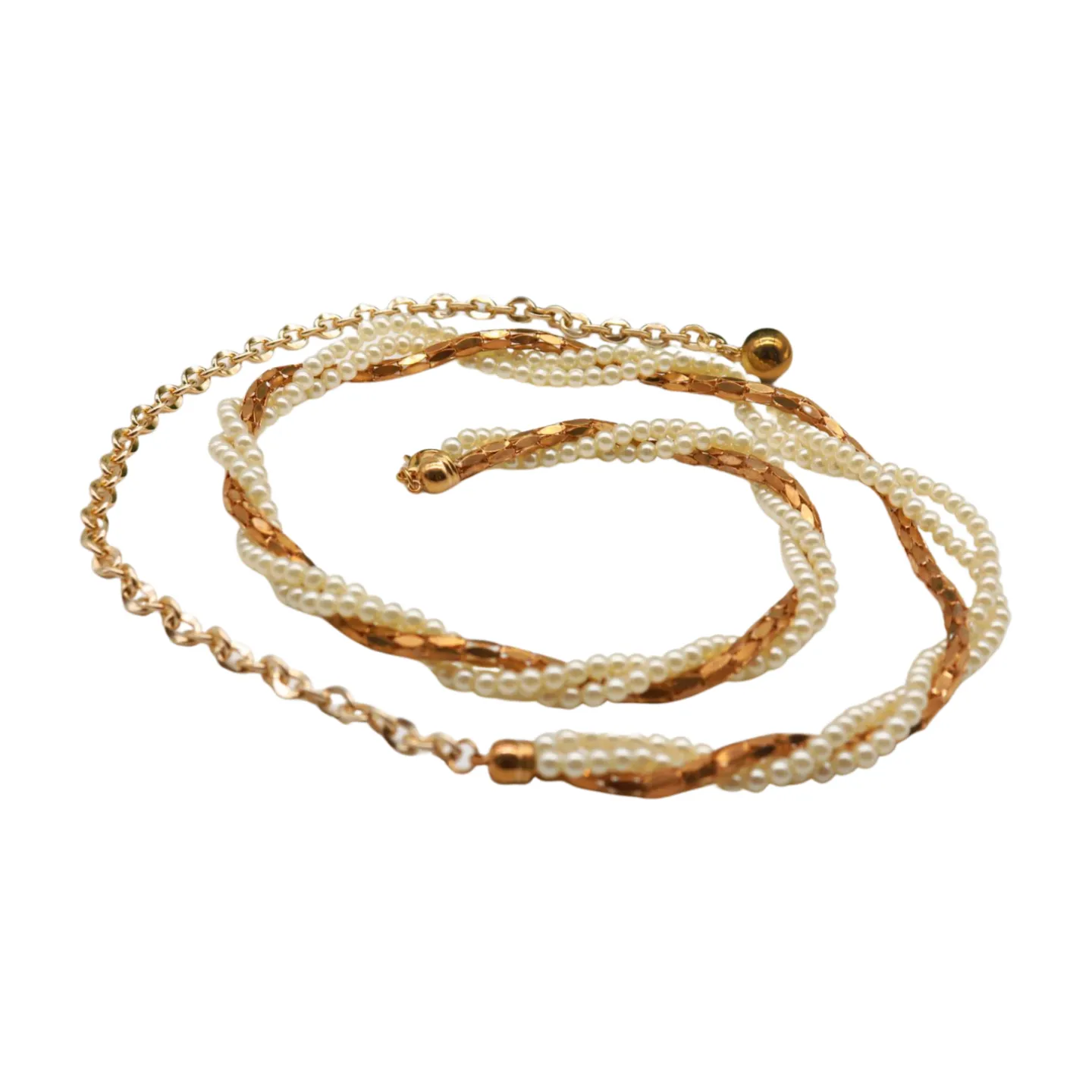 Gold Metal Twisted Braided Beads Belt M L XL