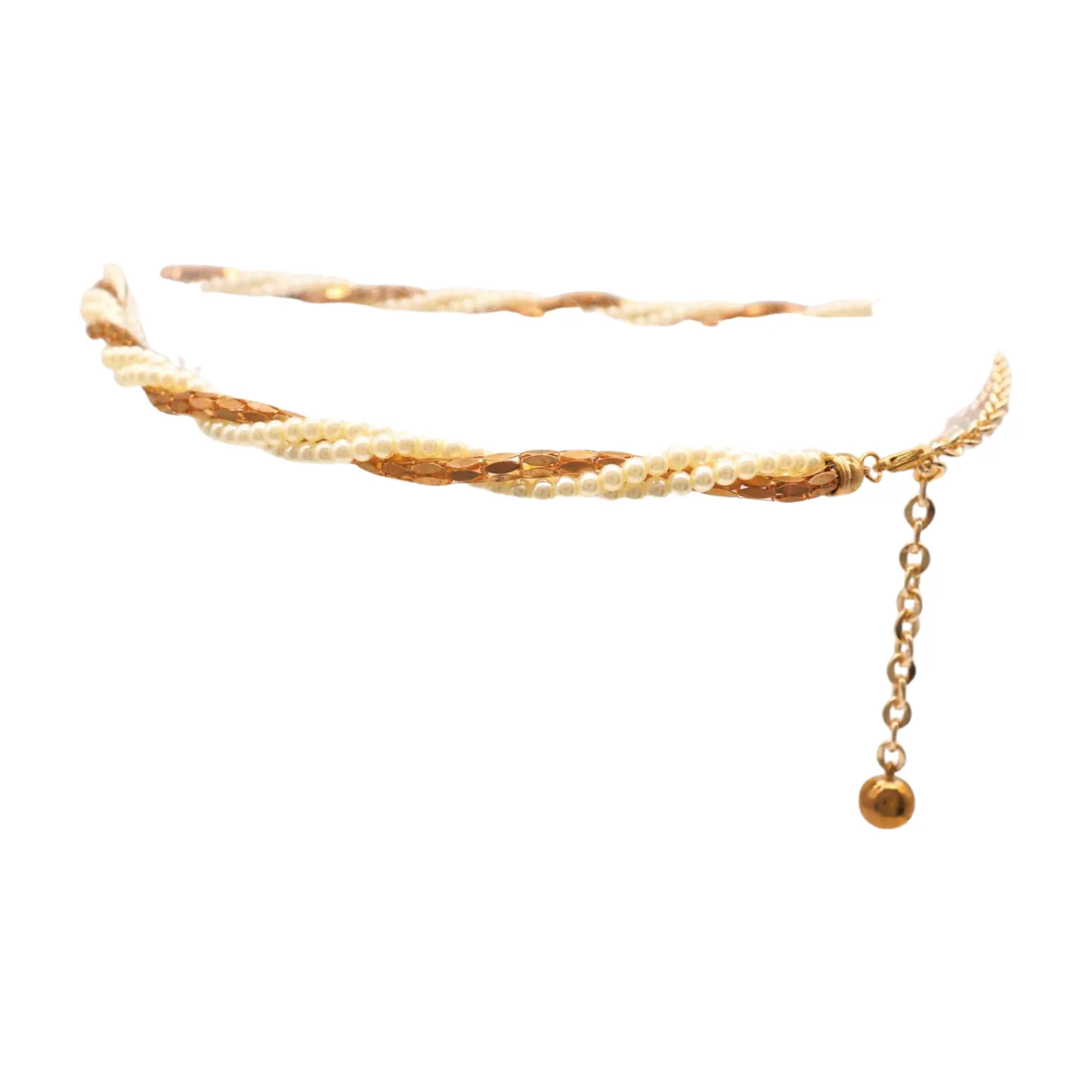 Gold Metal Twisted Braided Beads Belt M L XL