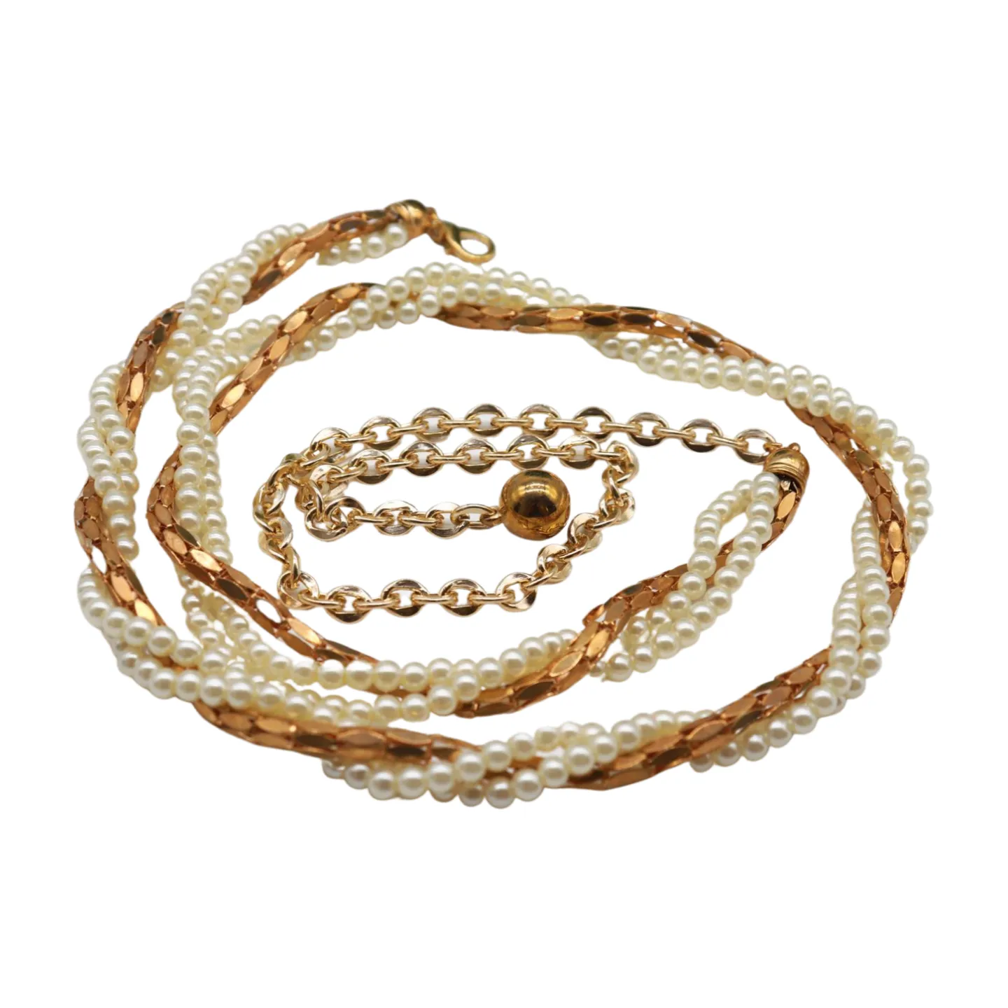 Gold Metal Twisted Braided Beads Belt M L XL