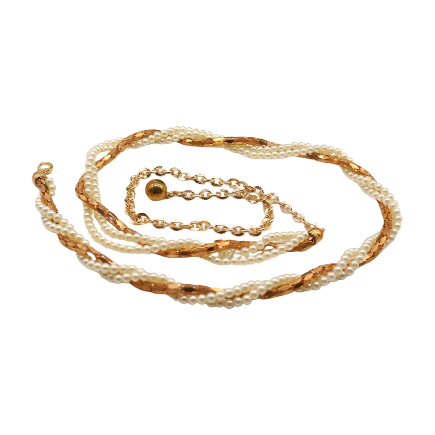 Gold Metal Twisted Braided Beads Belt M L XL