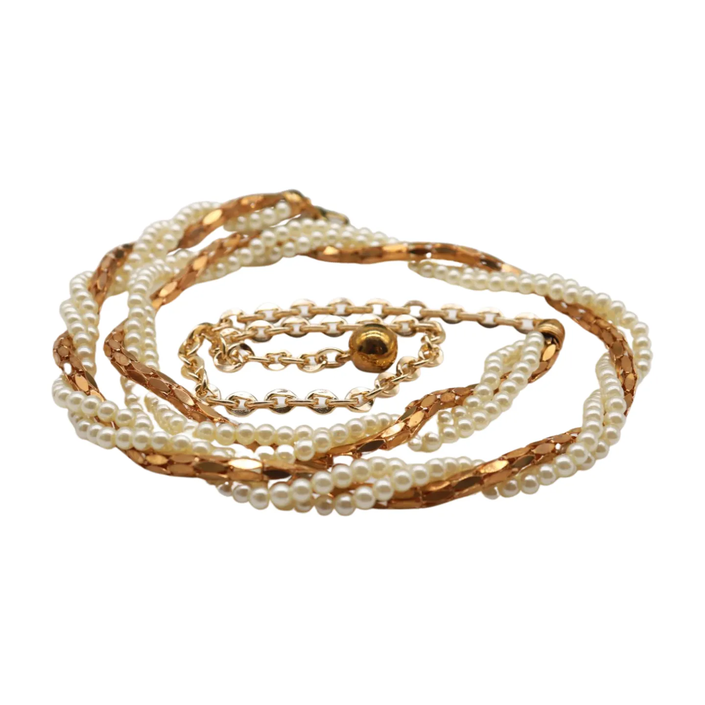 Gold Metal Twisted Braided Beads Belt M L XL