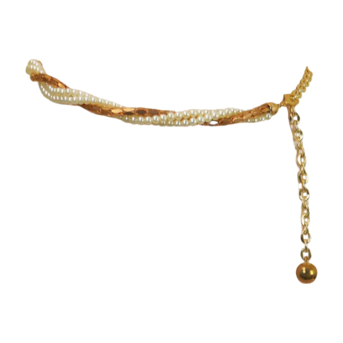 Gold Metal Twisted Braided Beads Belt M L XL