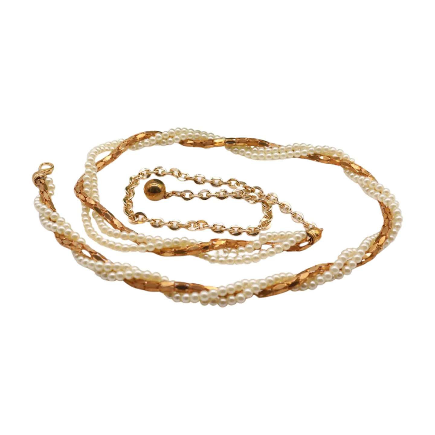 Gold Metal Twisted Braided Beads Belt M L XL