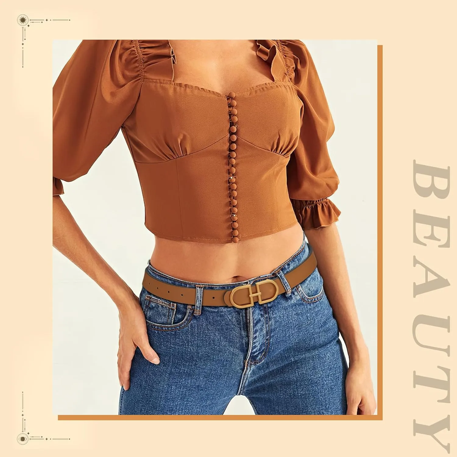 IAKING Reversible Leather Belt for Women With Gold Buckle Ladies Two-in-One Leather Womens Belt for Jeans Pants Dresses