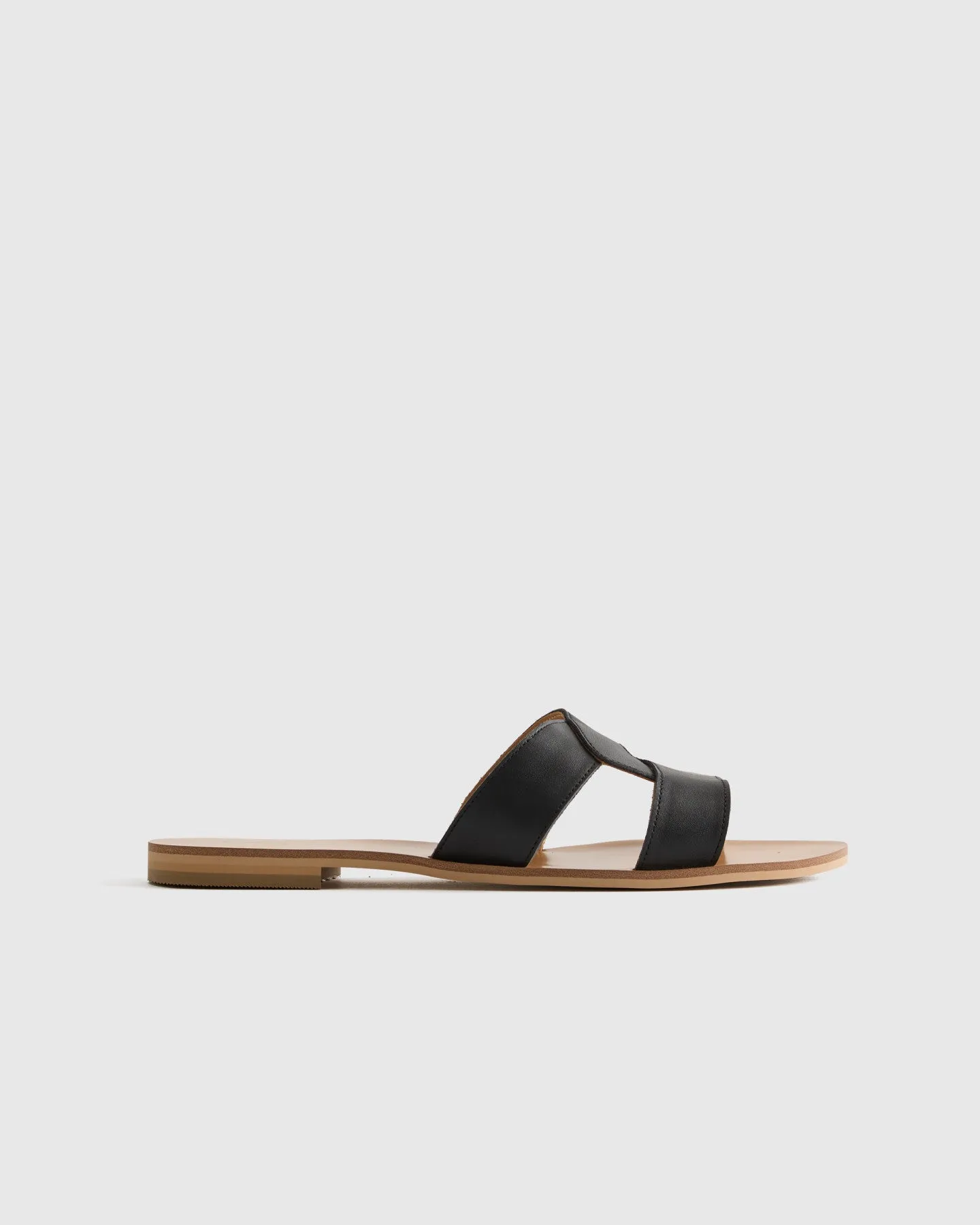 Italian Leather Cutout Slide Sandal