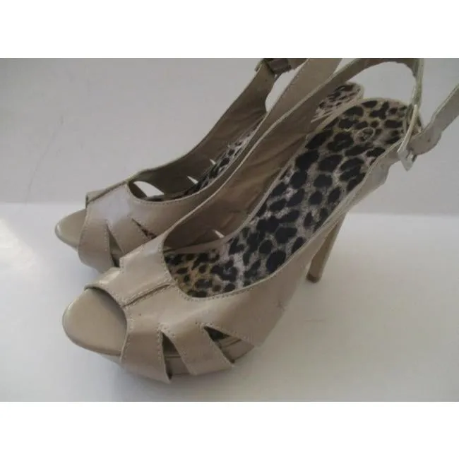 Joey O Beige Nude Peep Toe Stiletto Slingback Sandals Size Us