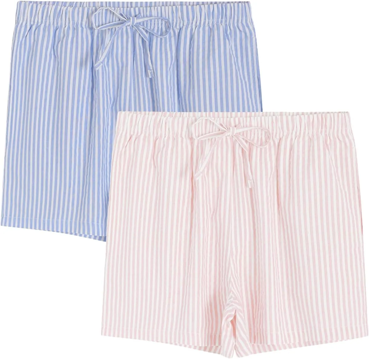 Latuza Women's Cotton Pajama Shorts Soft Seersucker Sleep Shorts Pack